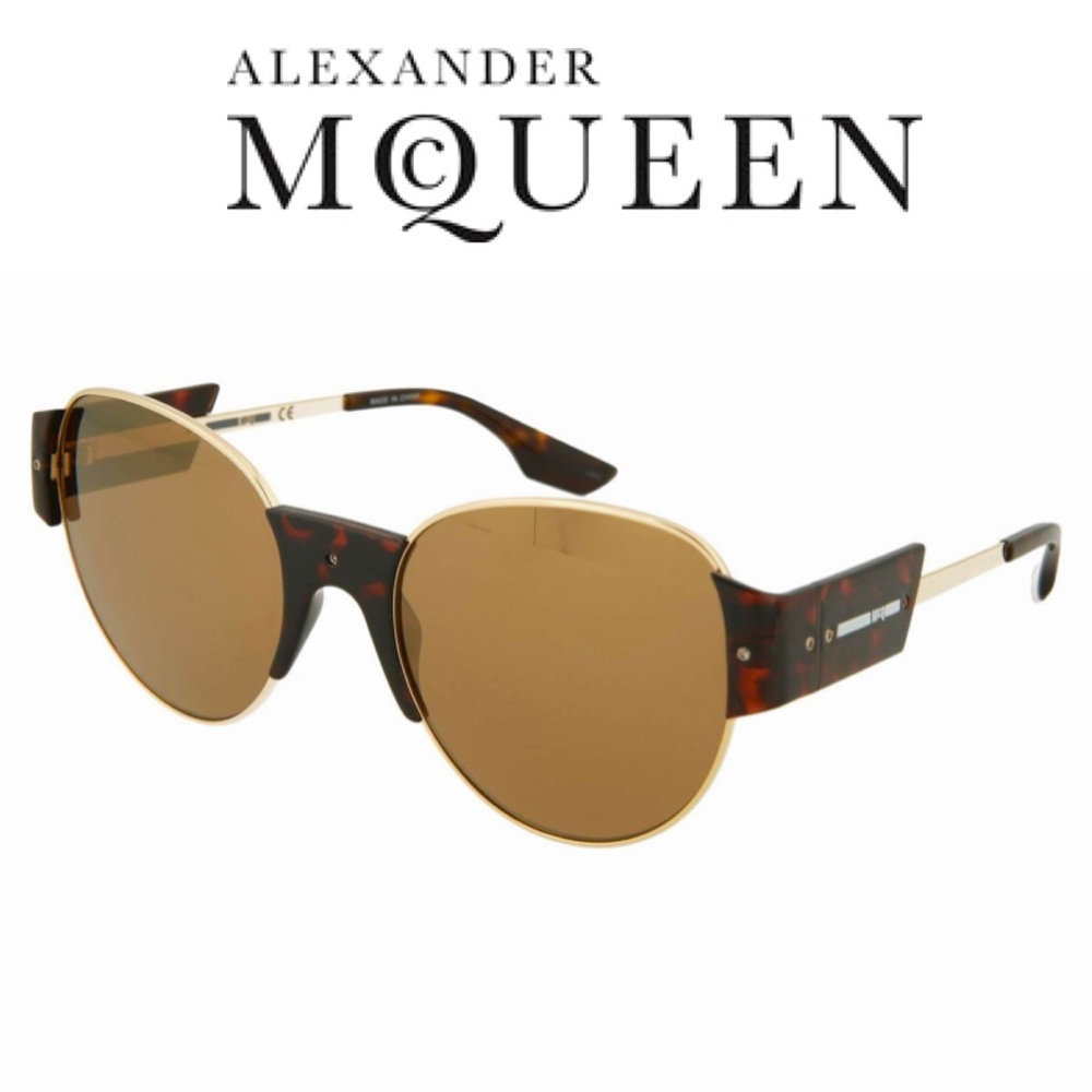 ALEXANDER MCQUEEN sunglasses for men metal frames brown & Havana Tortoiseshell